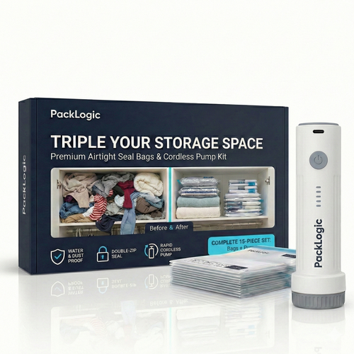 PackLogic Cordless Travel Vacuum Bag Set